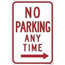 New Warning Metal Tin Signs No Parking Any Time (Right Arrow) 5052- Red On White Signs Street Sign 20 x 30 cm / 8 x 12 inches