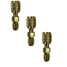 3pcs R32/R454B Brass Adapter: 1/4" F to 1/4" M Reverse Thread Mini Split HVAC Quick Connect, Low Loss