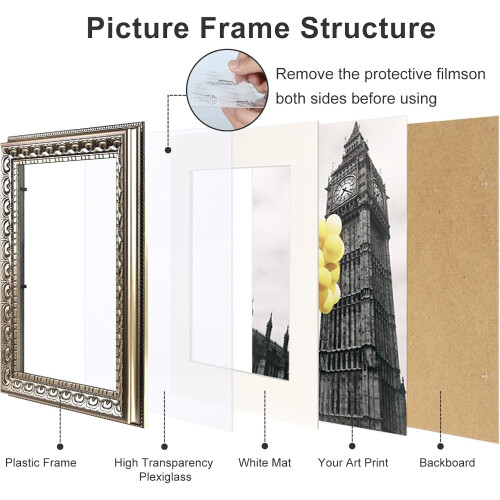 11x14 Vintage Silver Picture Frame with White Mat 2