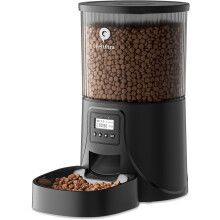 4L Automatic Cat Feeder, Programmable 1-6 Meals, Compatible with Cats & Small/Medium Dogs, Dual Power, Washable