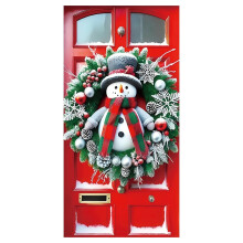 Décoration de porte de Noël avec Père Noël, bonhomme de neige et gnomes en 3D – Décoration murale pour porche pendant les fêtes d'hiver,