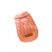 Lyserød rullekravetrøje til hund – Varm strikket pullover til små/mellemstore hunde (bulldog, puddel, yorkie, cocker spaniel)
