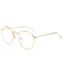 Occhiali da vista classici rotondi con lenti trasparenti, unisex, colore giallo.