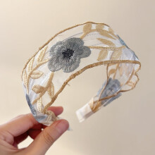 Retro broderat blomhårband för kvinnor Högkvalitativt blomhårsknippe i tyg med bred kant och tänder Moderiktigt hårband