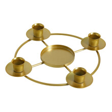 Runder Adventskranz-Kerzenhalter für 5 Kerzen, goldener Metallring, ideal für Advent und Dekoration, für Zuhause