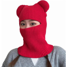 Gorro de inverno com capuz em tricô para mulheres, peça única
