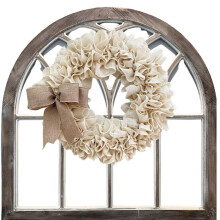 Couronne d'automne/hiver de 40 cm (16 po) en toile de jute beige, à suspendre à la porte pour la Saint-Valentin, Noël ou le porche d'une maison de