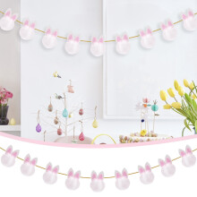 Cute Plush Bunny Garland for Easter & Spring – Fabric Ears Banner Decor for Tree, Wall, Mantle, Indoor/Outdoor – White