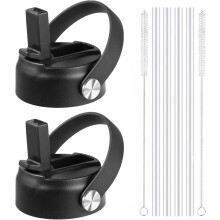 Lot de 2 couvercles à paille RUseeN pour bouteilles à large ouverture de 950/1200 ml, poignée et paille flexibles, diamètre de 5,8 cm,