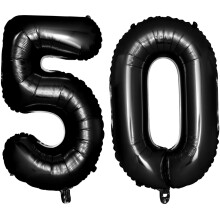 Ballons noirs de 101,6 cm (40 pouces) en forme de chiffre 50 pour la décoration d'une fête d'anniversaire ; ballons géants en aluminium pour une