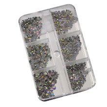 Strass de base plana para manicure, pedras de cristal redondas para decoração de unhas.