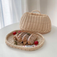 1Set Premium Rattan Bread Storage Basket Food Cover for Dining Table