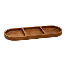 Bandeja de madera para servir con 3 compartimentos divididos.