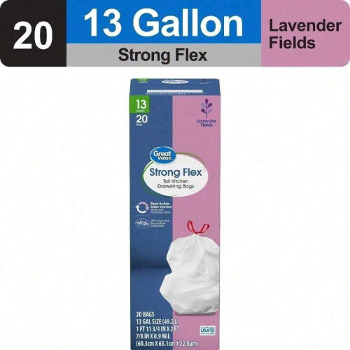 Glad ForceFlex Müllbeutel mit Kordelzug, 40 Stück, 13 Gallonen (ca. 49 Liter). 1