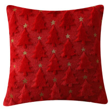 Fodera per cuscino con albero di Natale, 45x45 cm, ricamata in 3D