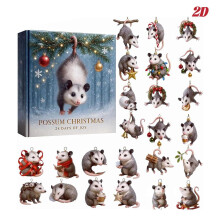 Calendrier de l'Avent Opossum - 24 jours de décorations festives avec d'adorables opossums, idéal pour les amoureux des animaux et de la nature.