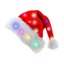 Bonnet de Père Noël lumineux, bonnet de Père Noël en velours duveteux avec lumières LED, pour hommes, femmes et enfants, articles de fête, 5