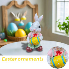4.7 Inch Resin Bunny Decoration Spring Easter Decorative Figurine Desktop Ornaments for Party Home Festival Cute Bunny Easter Gift A