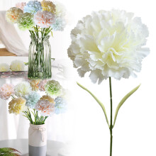 Œillets artificiels, fleurs artificielles pour la fête des mères, décoration florale pour la maison, 41,4 x 8,4 cm, blanc
