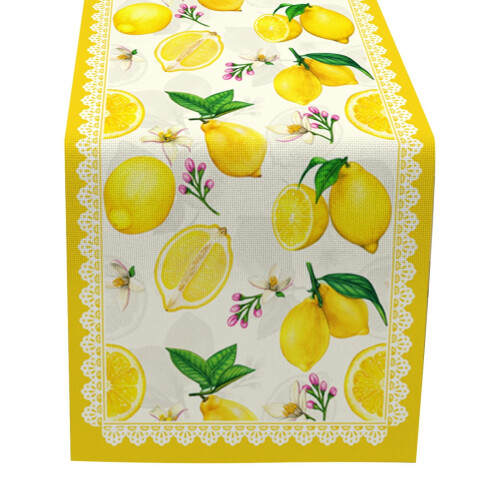 Τραπεζομάντιλο Lemon Harvest, με εκτύπωση φρούτων σε εξοχικό στιλ, κοντό 1