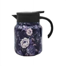 Théière vintage à motif floral, infuseur intégré, carafe isotherme en acier inoxydable avec couvercle, 1000 ml, idéale pour la maison, la