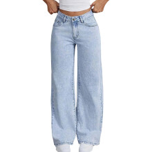 Girls' High Waist Straight Leg Jeans with Bow Embroidery, Comfortable Loose Fit Denim Trousers for Teens, Z07 Blue, 9-10 Years