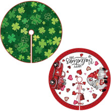 Jupe de sapin imprimée double face pour la Saint-Valentin et la Saint-Patrick, décoration de Noël pour la maison