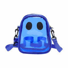 Priehľadná crossbody kabelka s halloweenskou tekvicou modrá