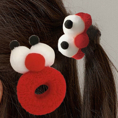 Αστεία κλιπ μαλλιών με λαστιχάκια μαλλιών υψηλής ελαστικότητας, μεγάλα μάτια, 2