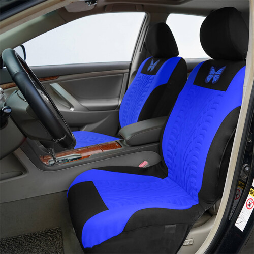 Butterfly Pattern Polyester Car Seat Covers Mint Blue 4-Pack 1
