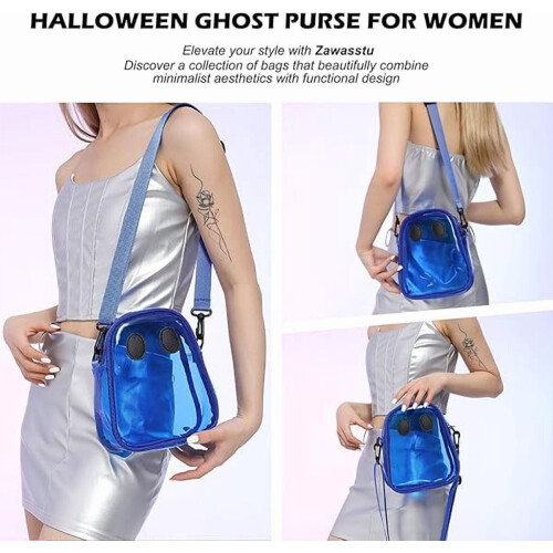 Απόκριες κολοκύθας διαφανές πορτοφόλι crossbody, διαφανές πορτοφόλι φαντασμάτων 1