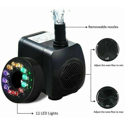 Αντλία σιντριβανιού 15W 800L/H με 12 φώτα LED 2