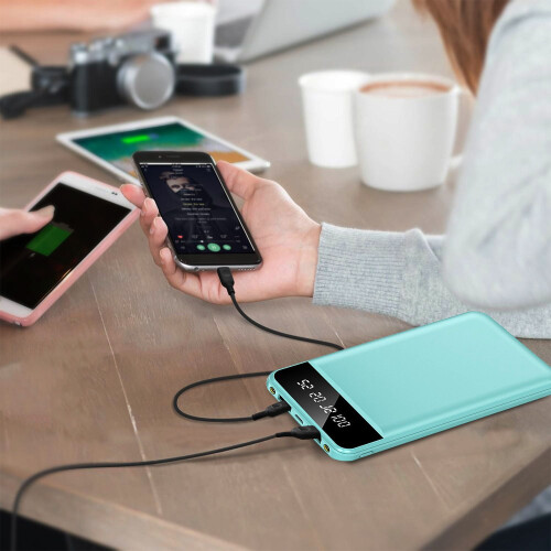Λεπτό power bank 10000mAh με 2 θύρες USB και φακό LED 2