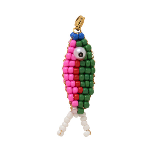 Bunter Perlen-Fisch-Charm-Schlüsselanhänger mit-1