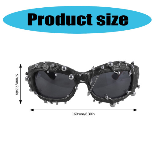 Γυαλιά ηλίου Punk Rivet Frame με σκελετό Novelty Frame, Δημοφιλή γυαλιά ηλίου Hiphop Dance για 1