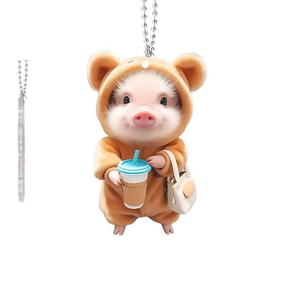 Cute Pig Car Hanging Ornament, Lucky Piggy Rearview Mirror Pendant, Auto Interior Decoration Â Compatible With All Cars 9329345221545