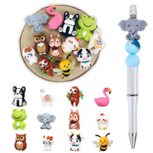 3D Animal Silicone Focal Beads (12pcs, Multicolor) for Keychains, Bracelets, Necklaces, Pen Charms, DIY Jewelry – Compatible with Standard Craft
