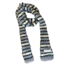 Furry Scarf Warm Stylish Striped Knit Long Furry Neckwear for Women, Adjustable Size Photo Props