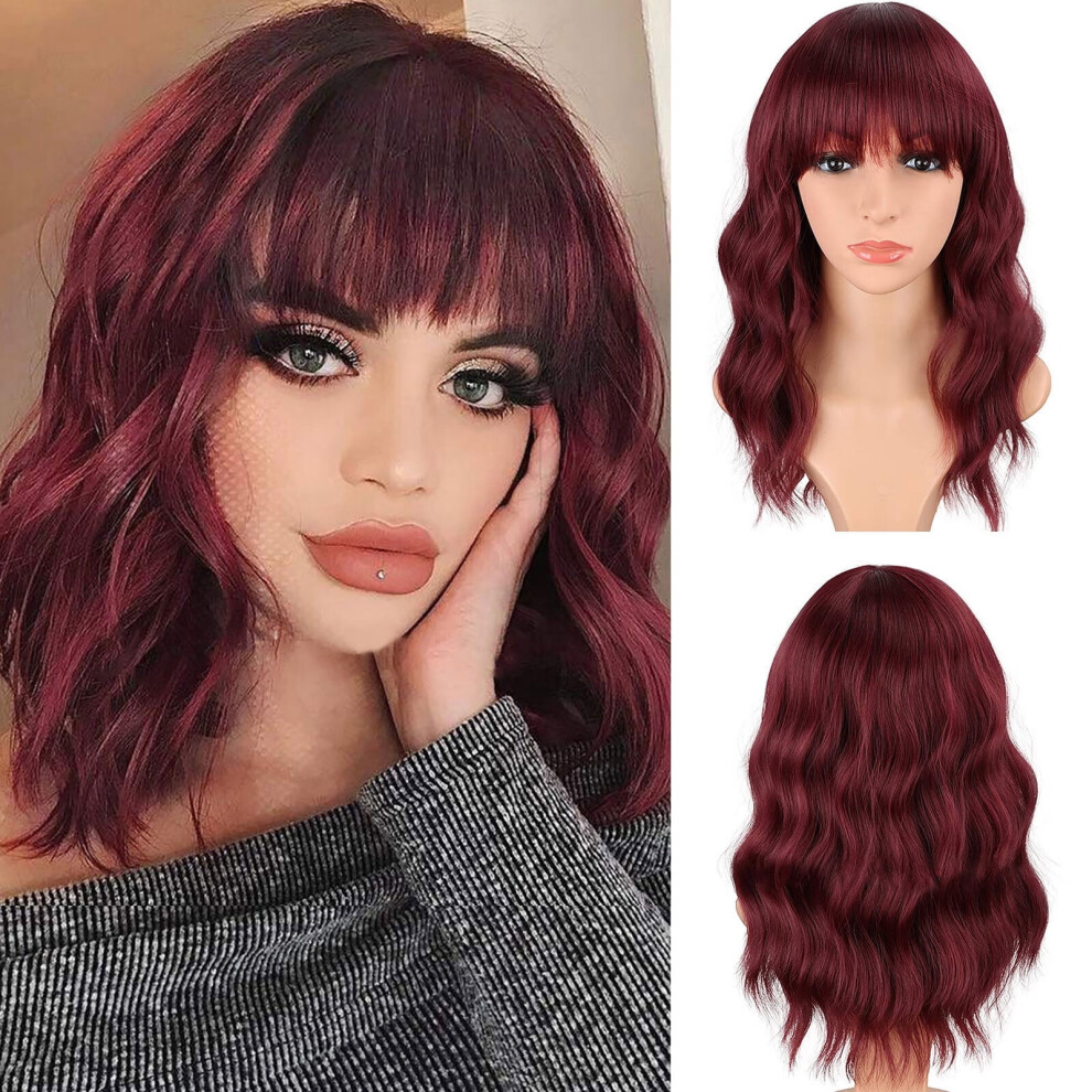 Unisex Black,Red Human Hair Wigs For Women Black Color Natural Lace Hair Short Curly Bangs Chemical Fiber Wig Bright Red Cos Headgear