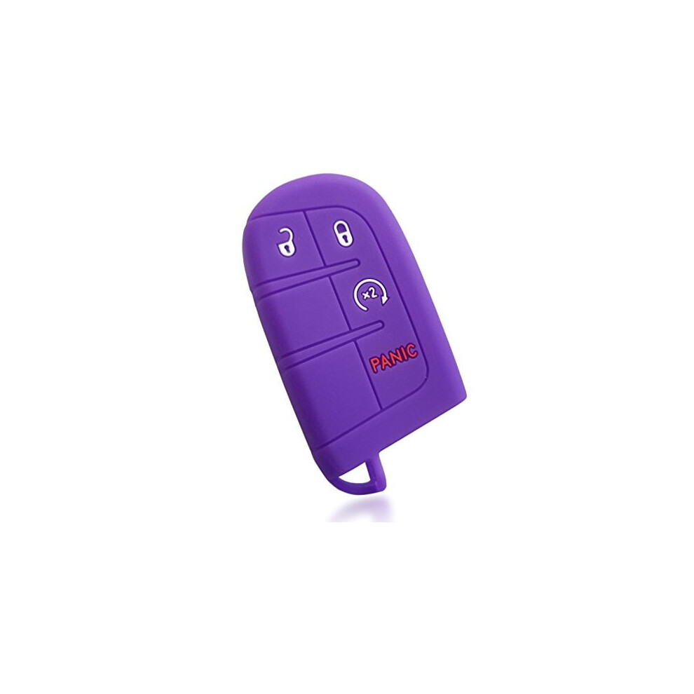 4 Button Silicone Case Protector Key Fob Smart Car Remote Holder For Dodge Ram Durango Challenger Jeep Grand Cherokee Smart Key (Purple) Purple 9329345221811