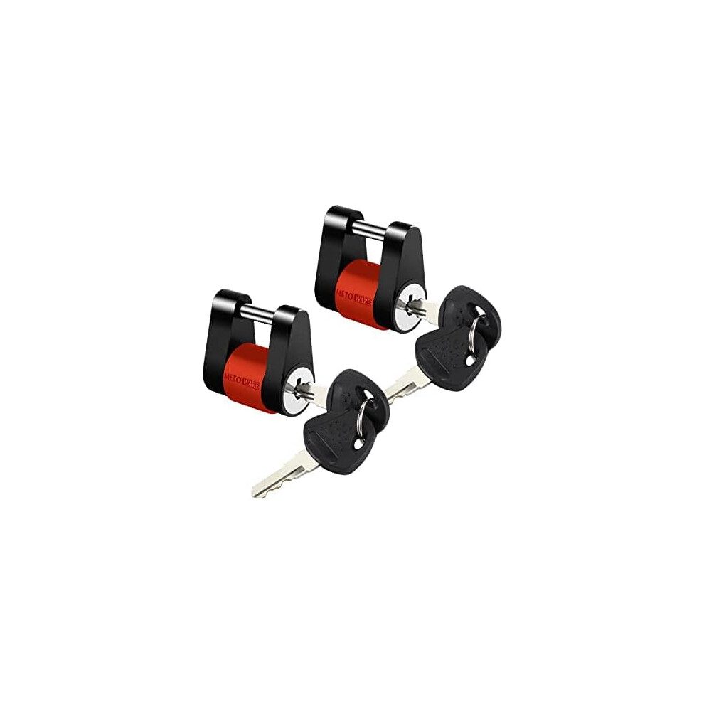 Keyed Alike Trailer Coupler Lock, 1/4" Dia, 3/4" Span, Heavy-Duty Steel Tongue Lock For Tow Boat/Rv/Truck/Coupler W/ Anti-Rattle Rubber Rings (2 9329345221507