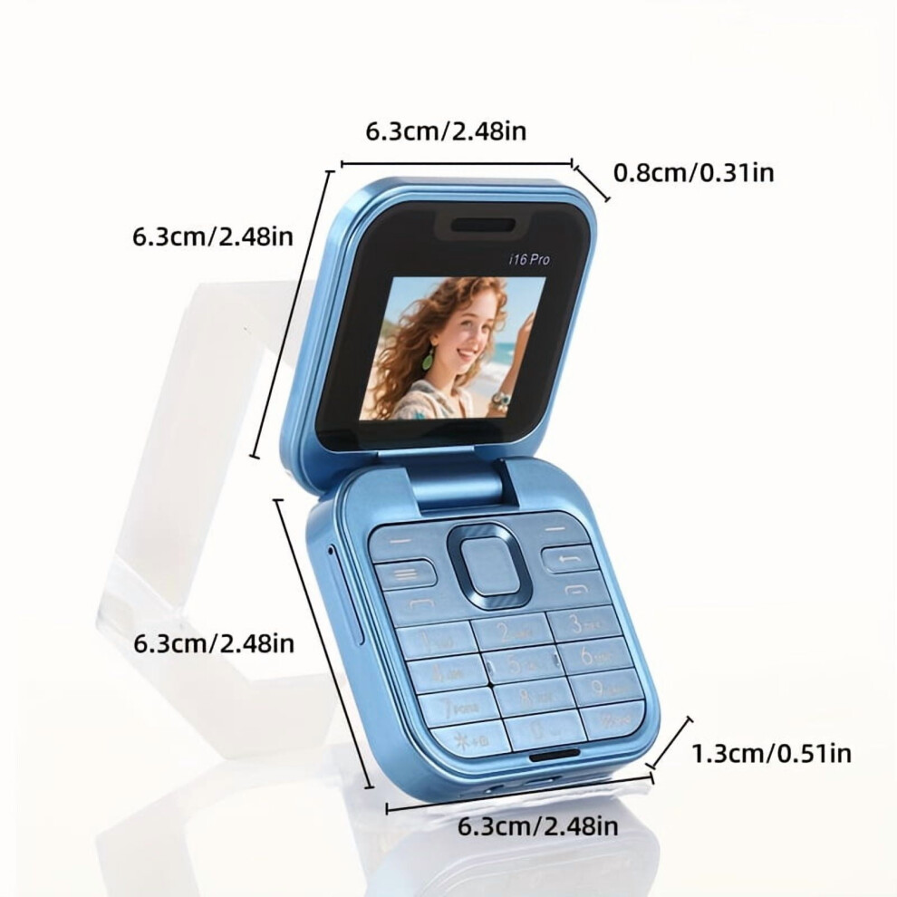 2G Flip Mini Phone With Dual Sim, Foldable Design, Button Operation, Call & Music, 15 Languages, Tf Slot, Flashlight, Long Battery Life 9329345223167
