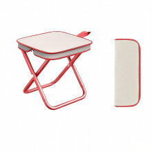 Portable Folding Camping Stool with Carry Bag – Red, Thickened Carbon Steel & Chair Surface, Compatible with Outdoor Activities