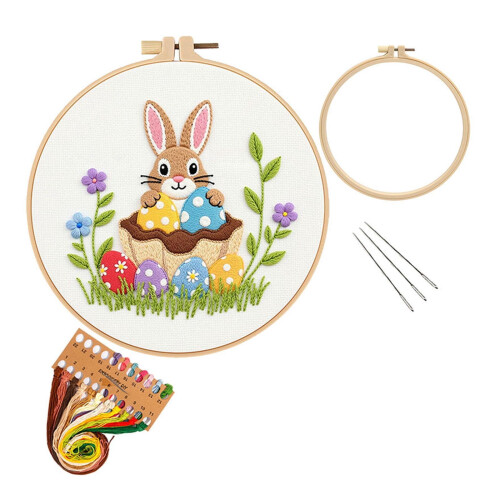 Hasen-Stickset für Anfänger mit Blumenmuster, 8 2