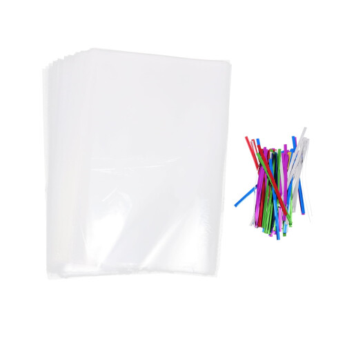 100Sets Assorted Color Bread Wrappers Plastic Bread Pouches for Cookie and Dessert Storage 2