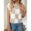 Damen Sommer Pullover mit Rundhalsausschnitt, kurzen Ärmeln und Farbblock-Design, Größe M 8