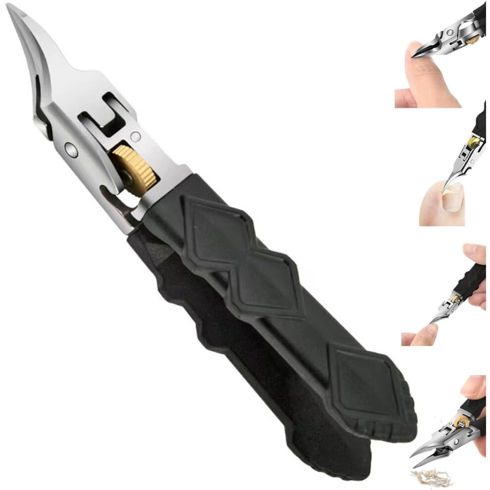 Black anti-slip nail clipper set with angled ultra-sharp