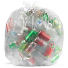 Sacs poubelle transparents de 45 gallons, 40 po x 48 po, sans mandrin et étanches