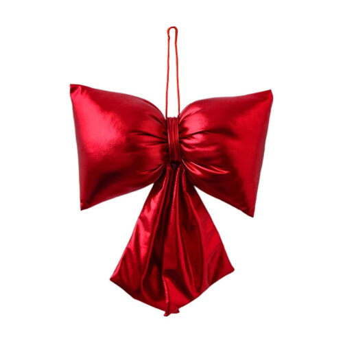 Beige Christmas Bow Ornament – Polyester, 1 Pack 1