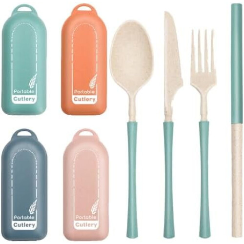 Ensemble de couverts pliables avec étui, 4 pièces
